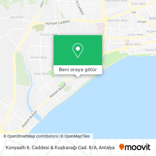 Konyaaltı 6. Caddesi & Kuşkavağı Cad. 8 / A harita