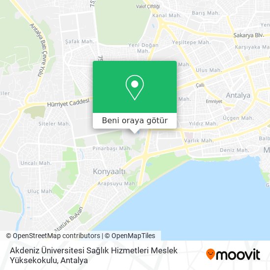 Akdeniz Üniversitesi Sağlık Hizmetleri Meslek Yüksekokulu harita