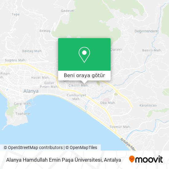 Alanya Hamdullah Emin Paşa Üniversitesi harita