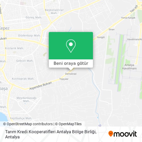Tarım Kredi Kooperatifleri Antalya Bölge Birliği harita