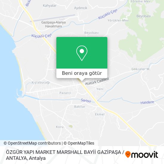 ÖZGÜR YAPI MARKET MARSHALL BAYİİ GAZİPAŞA / ANTALYA harita