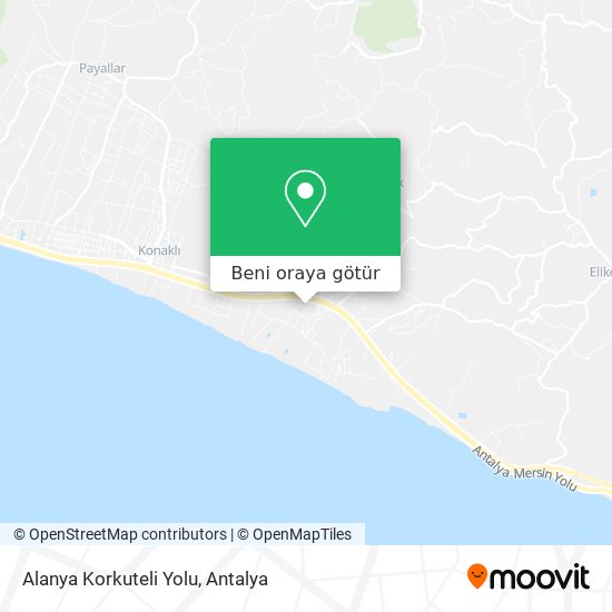 Alanya Korkuteli Yolu harita