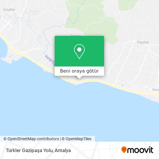 Türkler Gazipaşa Yolu harita