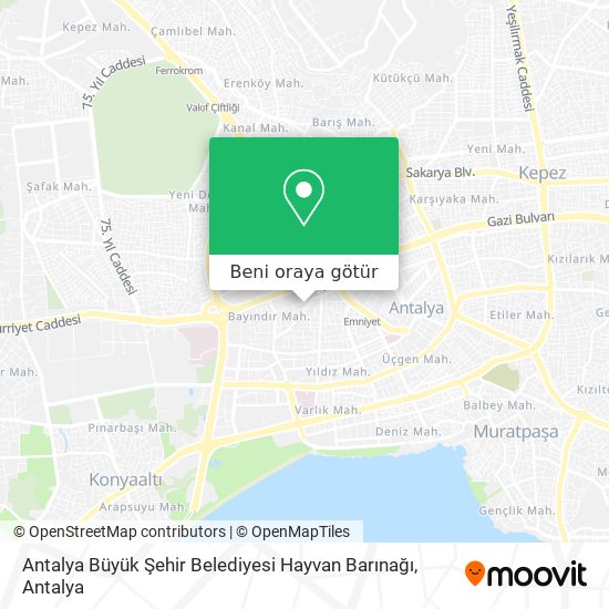 Antalya Büyük Şehir Belediyesi Hayvan Barınağı harita