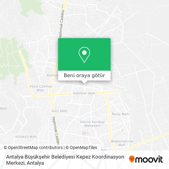Antalya Büyükşehir Belediyesi Kepez Koordinasyon Merkezi harita