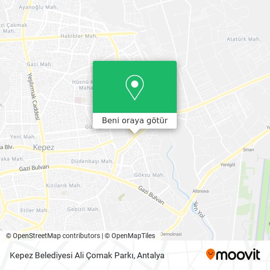 Kepez Belediyesi Ali Çomak Parkı harita