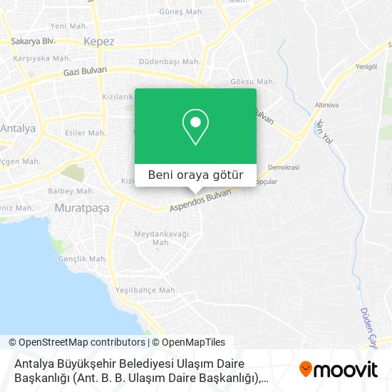 Antalya Büyükşehir Belediyesi Ulaşım Daire Başkanlığı (Ant. B. B. Ulaşım Daire Başkanlığı) harita