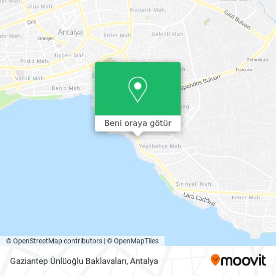 Gaziantep Ünlüoğlu Baklavaları harita