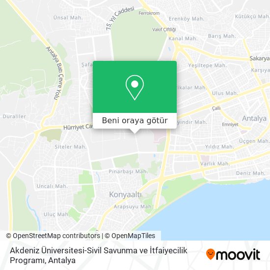 Akdeniz Üniversitesi-Sivil Savunma ve İtfaiyecilik Programı harita