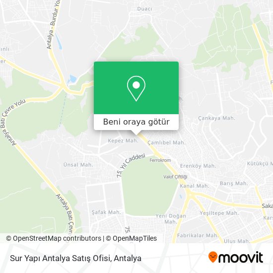 Sur Yapı Antalya Satış Ofisi harita