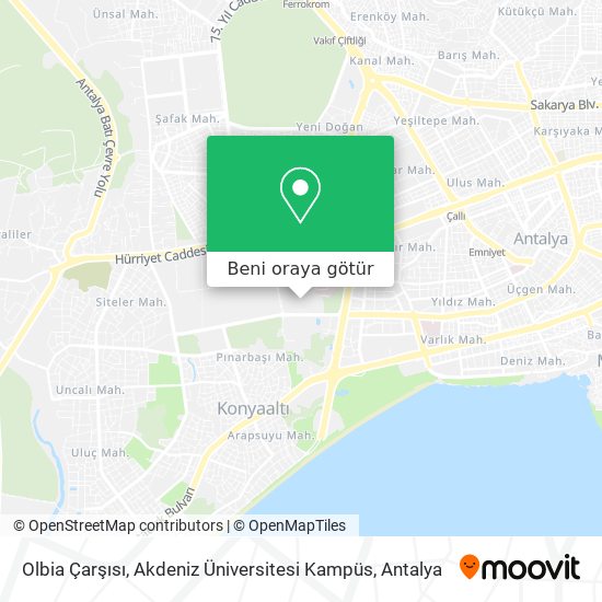 Olbia Çarşısı, Akdeniz Üniversitesi Kampüs harita