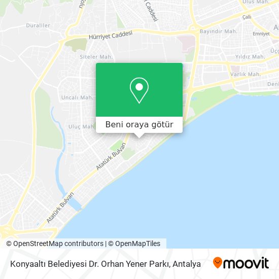 Konyaaltı Belediyesi Dr. Orhan Yener Parkı harita