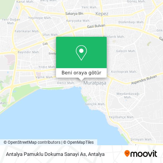 Antalya Pamuklu Dokuma Sanayi As harita