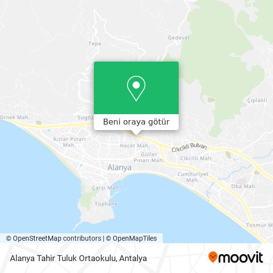 Alanya Tahir Tuluk Ortaokulu harita