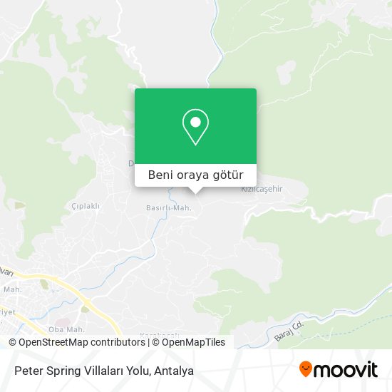 Peter Spring Villaları Yolu harita