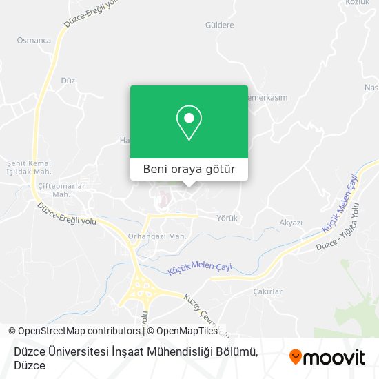 Düzce Üniversitesi İnşaat Mühendisliği Bölümü harita
