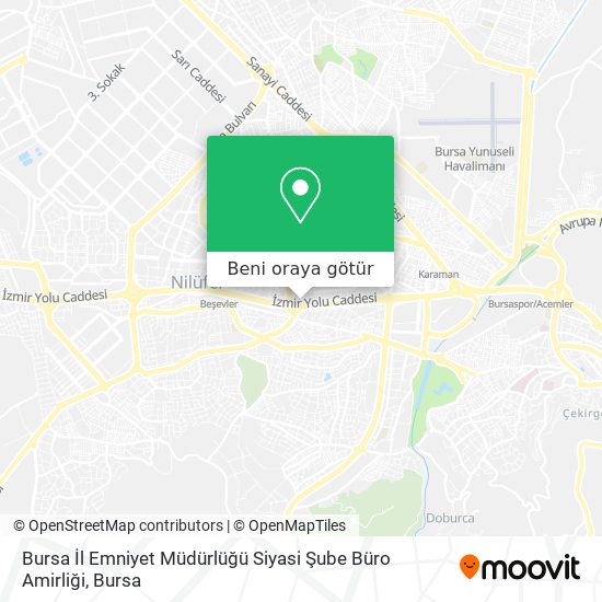 Bursa İl Emniyet Müdürlüğü Siyasi Şube Büro Amirliği harita