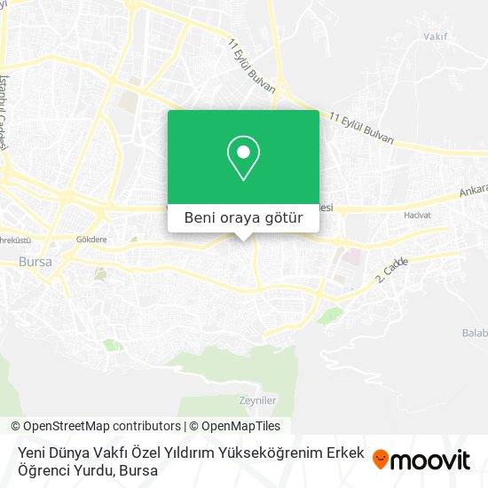 Yeni Dünya Vakfı Özel Yıldırım Yükseköğrenim Erkek Öğrenci Yurdu harita
