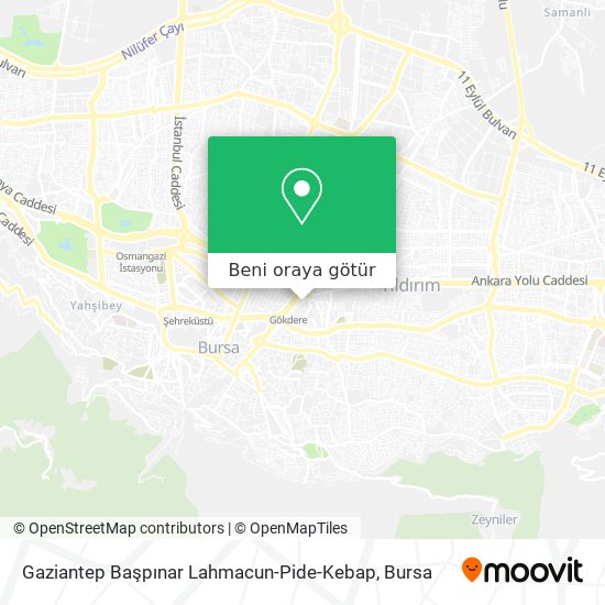 Gaziantep Başpınar Lahmacun-Pide-Kebap harita