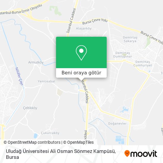 Uludağ Üniversitesi Ali Osman Sönmez Kampüsü harita