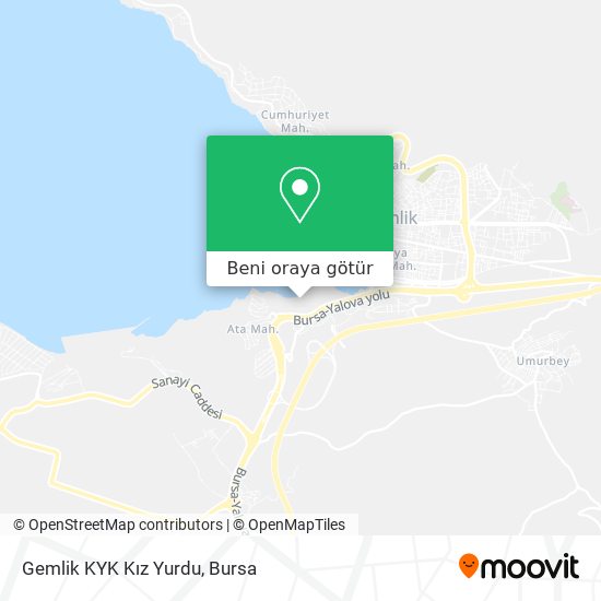 Gemlik KYK Kız Yurdu harita