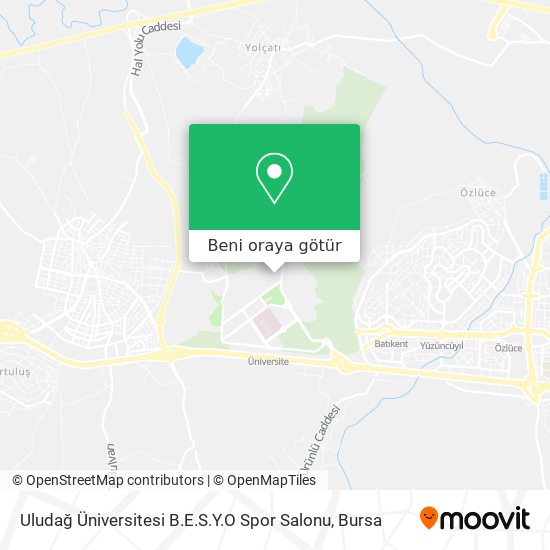 Uludağ Üniversitesi B.E.S.Y.O Spor Salonu harita