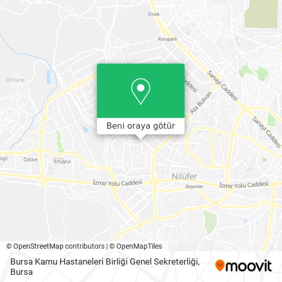 Bursa Kamu Hastaneleri Birliği Genel Sekreterliği harita