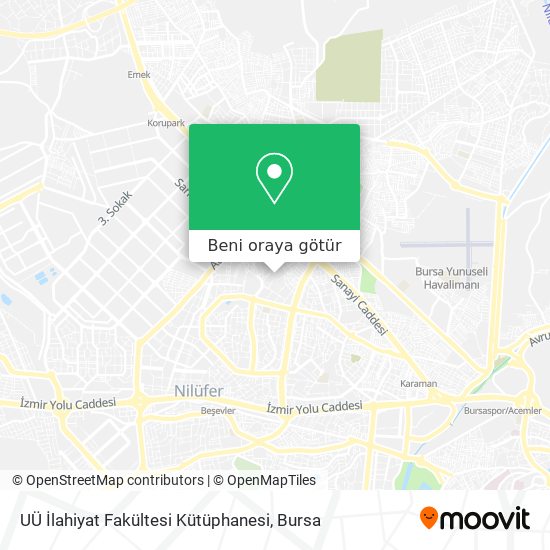 UÜ İlahiyat Fakültesi Kütüphanesi harita