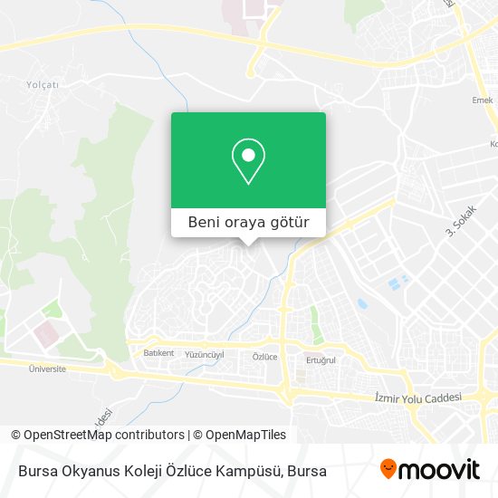 Bursa Okyanus Koleji Özlüce Kampüsü harita