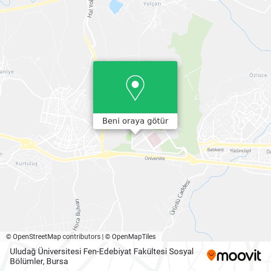 Uludağ Üniversitesi Fen-Edebiyat Fakültesi Sosyal Bölümler harita