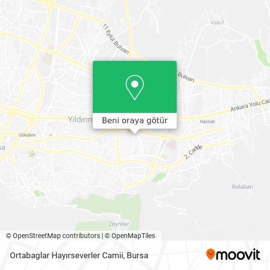 Ortabaglar Hayırseverler Camii harita