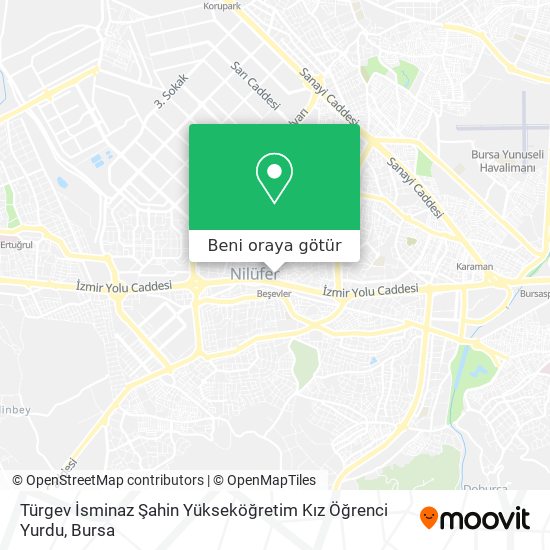 Türgev İsminaz Şahin Yükseköğretim Kız Öğrenci Yurdu harita