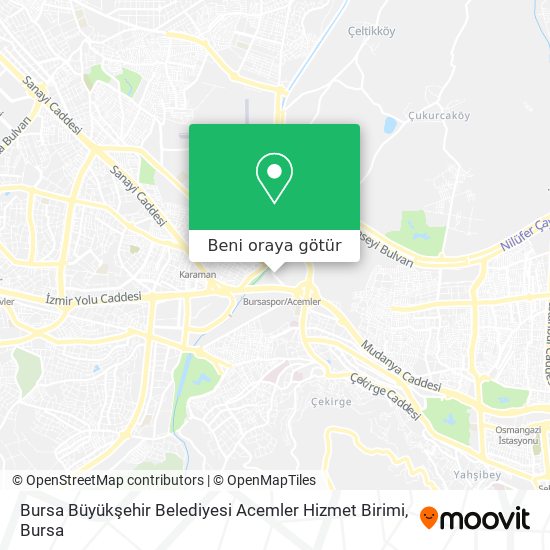 Bursa Büyükşehir Belediyesi Acemler Hizmet Birimi harita