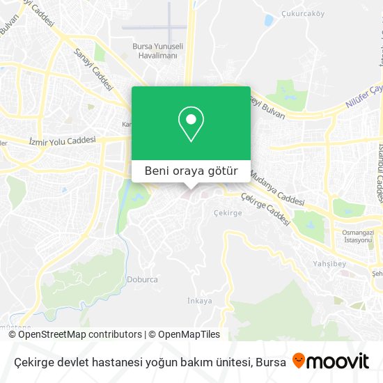 Çekirge devlet hastanesi yoğun bakım ünitesi harita