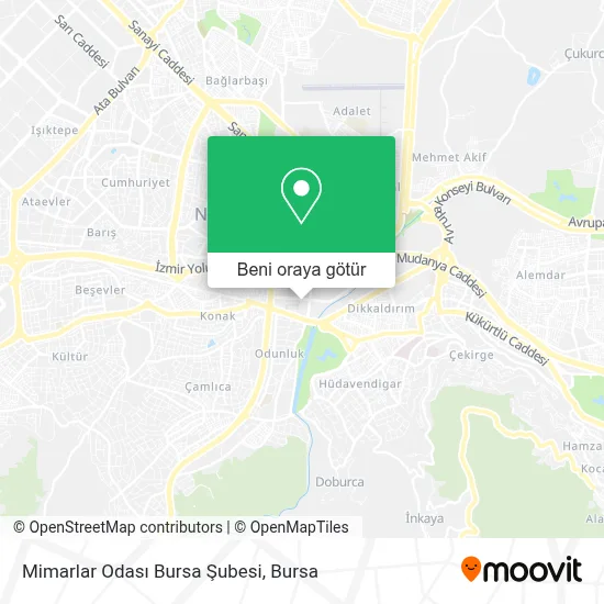 Mimarlar Odası Bursa Şubesi, Nilüfer nerede, otobüs veya metro ile nas