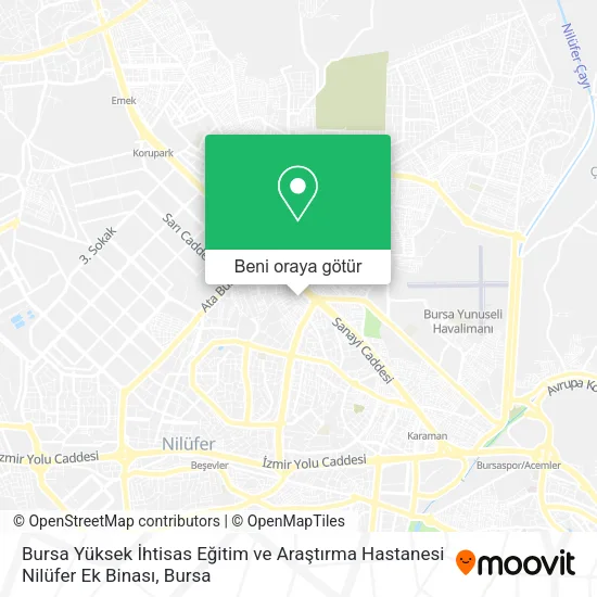 Bursa Yüksek İhtisas Eğitim ve Araştırma Hastanesi Nilüfer Ek Binası harita