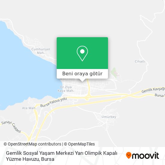 Gemlik Sosyal Yaşam Merkezi Yarı Olimpik Kapalı Yüzme Havuzu harita