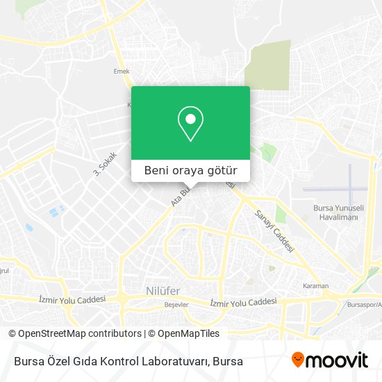 Bursa Özel Gıda Kontrol Laboratuvarı harita