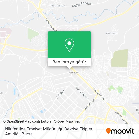 Nilüfer İlçe Emniyet Müdürlüğü Devriye Ekipler Amirliği harita