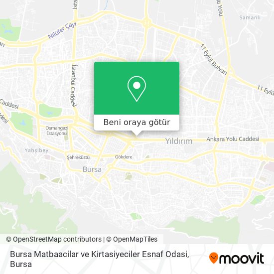 Bursa Matbaacilar ve Kirtasiyeciler Esnaf Odasi harita