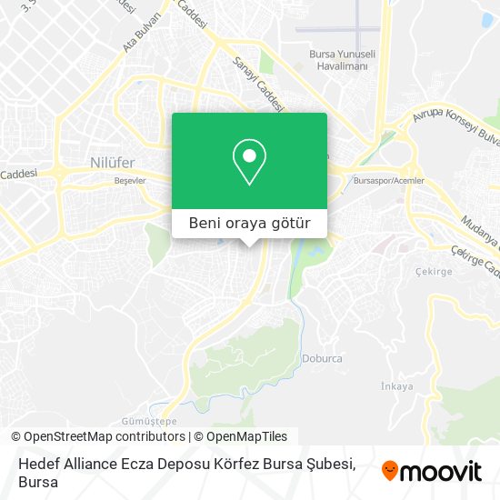 Hedef Alliance Ecza Deposu Körfez Bursa Şubesi harita