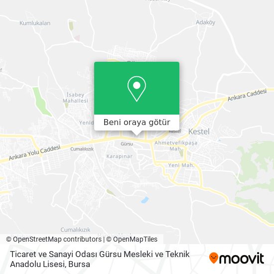 Ticaret ve Sanayi Odası Gürsu Mesleki ve Teknik Anadolu Lisesi harita