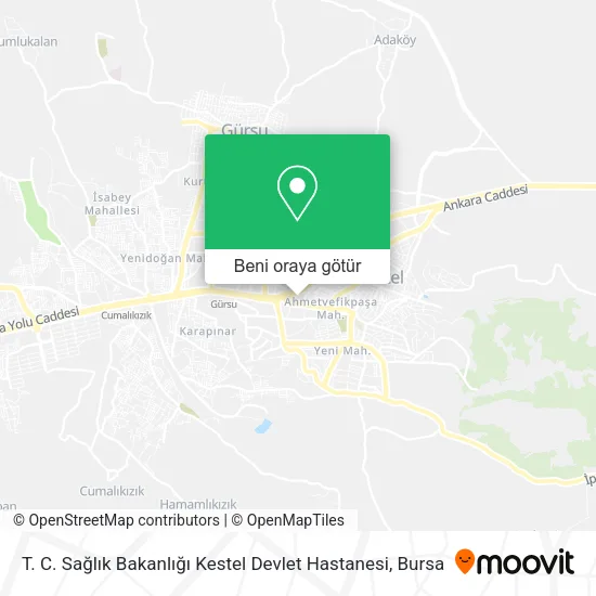 T. C. Sağlık Bakanlığı Kestel Devlet Hastanesi harita