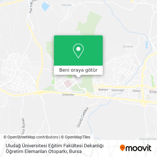 Uludağ Üniversitesi Eğitim Fakültesi Dekanlığı Öğretim Elemanları Otoparkı harita