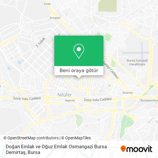 Doğan Emlak ve Oğuz Emlak Osmangazi Bursa Demirtaş harita