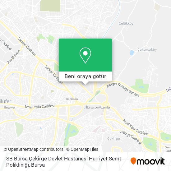 SB Bursa Çekirge Devlet Hastanesi Hürriyet Semt Polikliniği harita