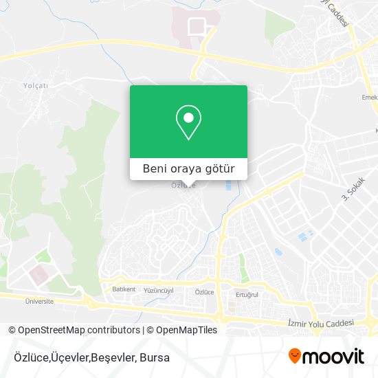 Özlüce,Üçevler,Beşevler harita