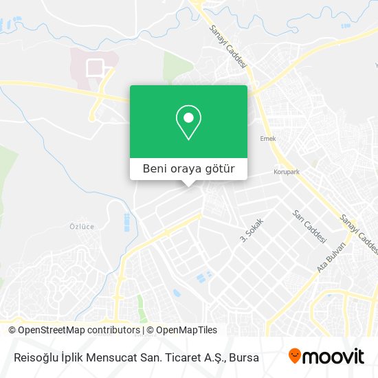 Reisoğlu İplik Mensucat San. Ticaret A.Ş. harita