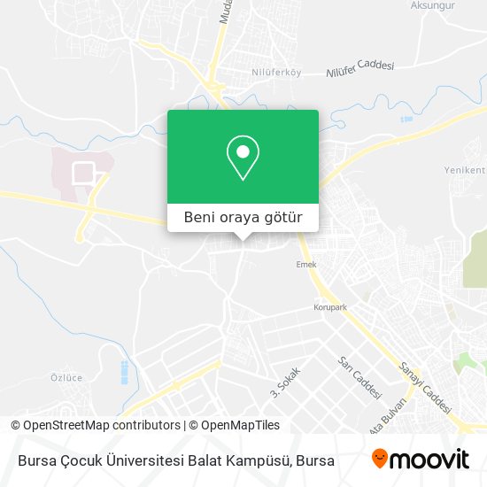 Bursa Çocuk Üniversitesi Balat Kampüsü harita