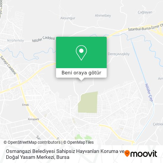 Osmangazi Belediyesi Sahipsiz Hayvanları Koruma ve Doğal Yasam Merkezi harita